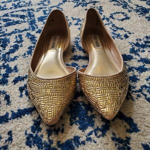 Gold studded pointed toe flats